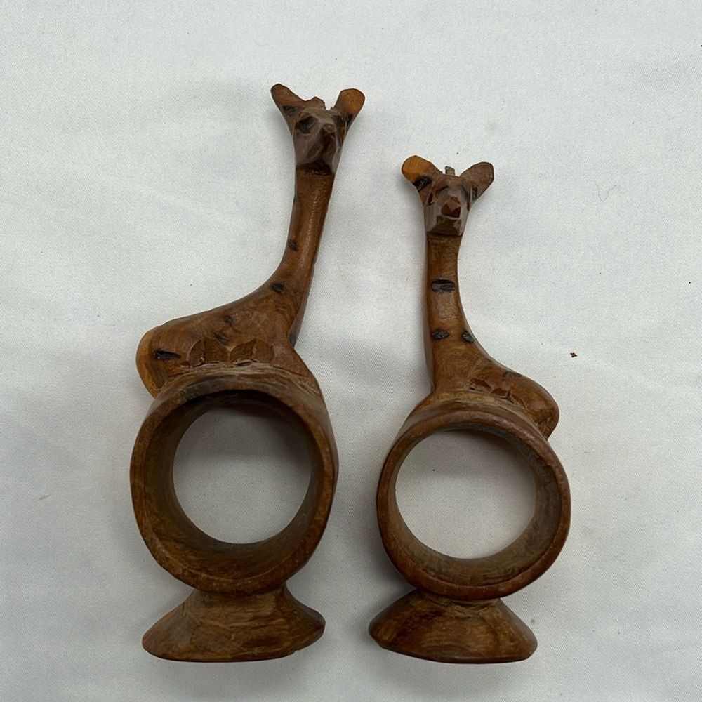 Set of Two Handcarved Giraffe Napkin Rigs